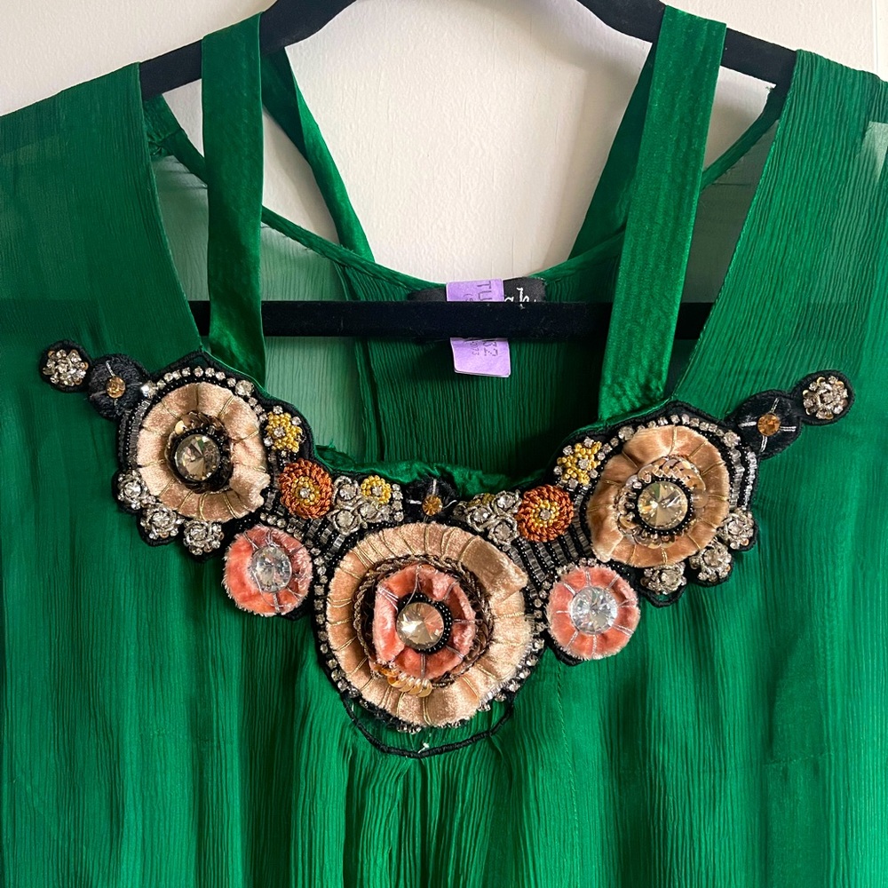 Asymmetric embellished maxi dress high low